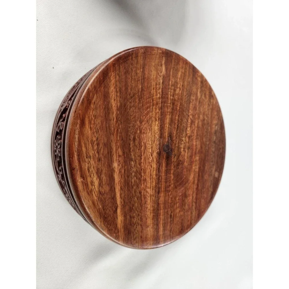 Handcrafted‎ Wooden Chapati Box Wood Divided Floral Carving Decorative Container